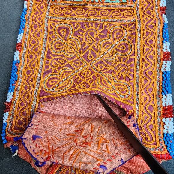 Kuchi Embroidered Pouch Wallet Central Asian Handmade Beaded Purple Accent - Picture 6 of 9